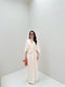Women Casual V-neck Napless Flare Sleeves Maxi Slit Dress